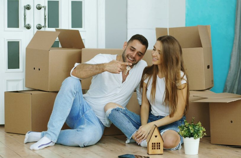 couple happy in new house