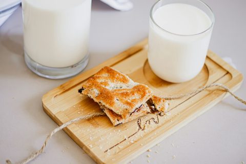 glass of milk and toast