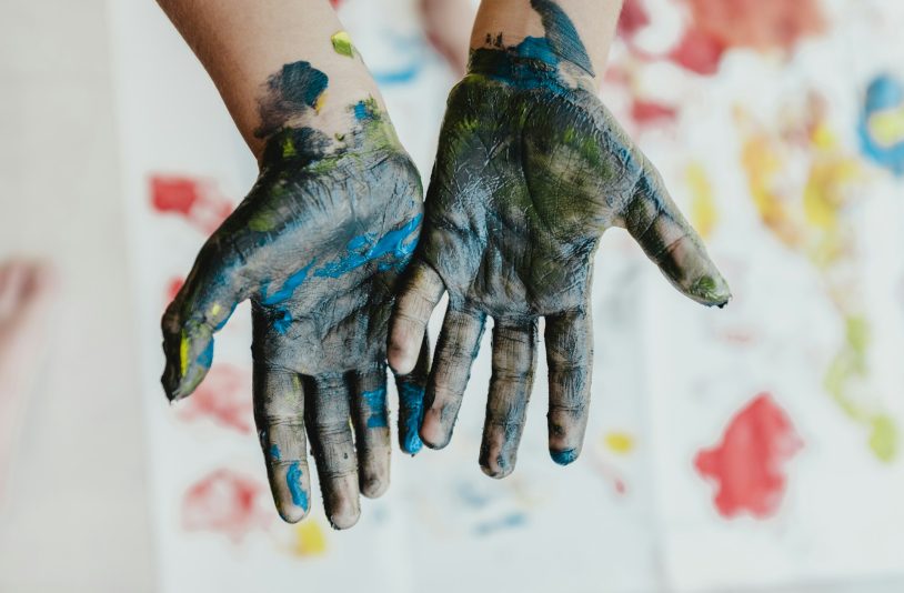 hands with paint