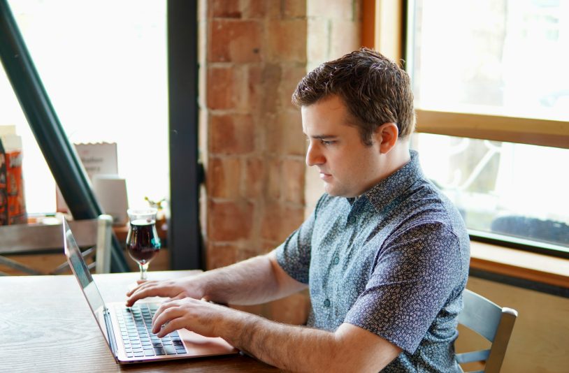 man focus using a laptop computer