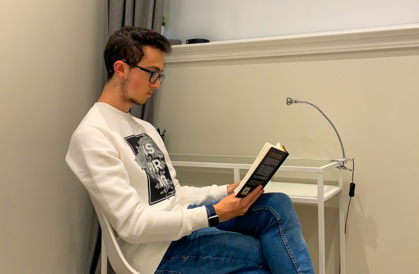 man reading a book