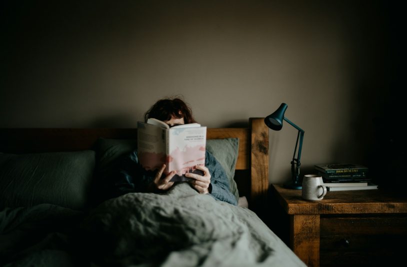 woman reading book