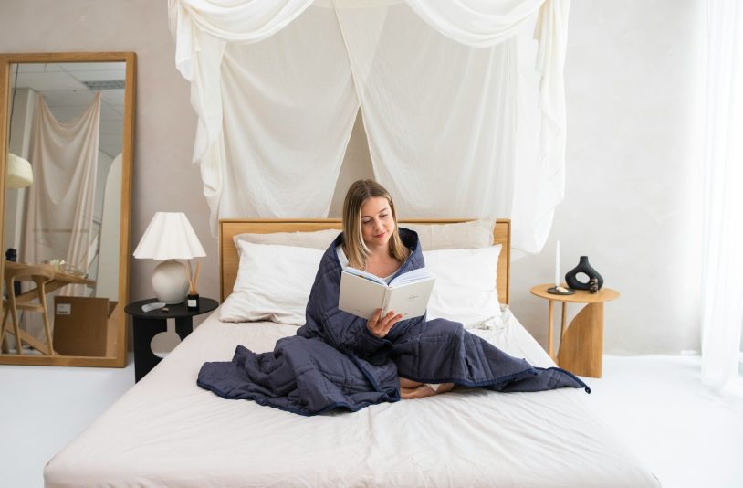 woman reading book